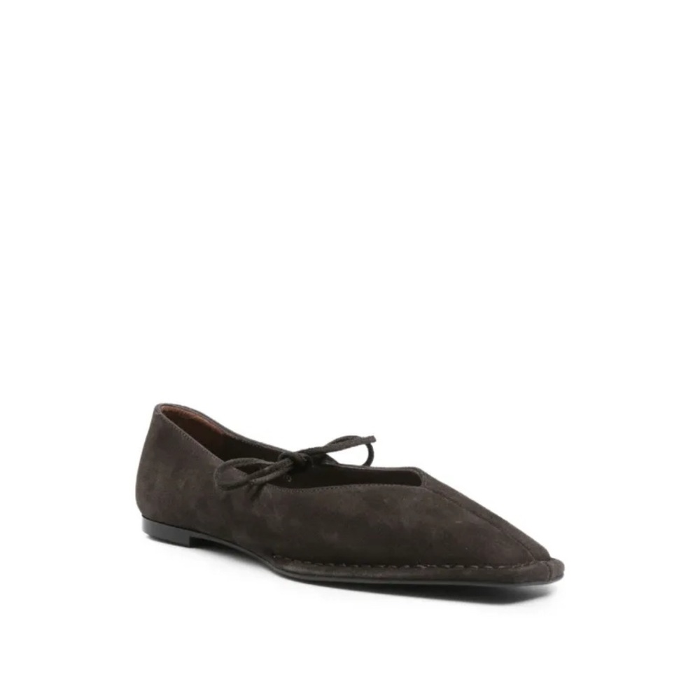 Alohas Sway Square Toe Coffee Brown Suede Ballet Flats 42=11-11.5US